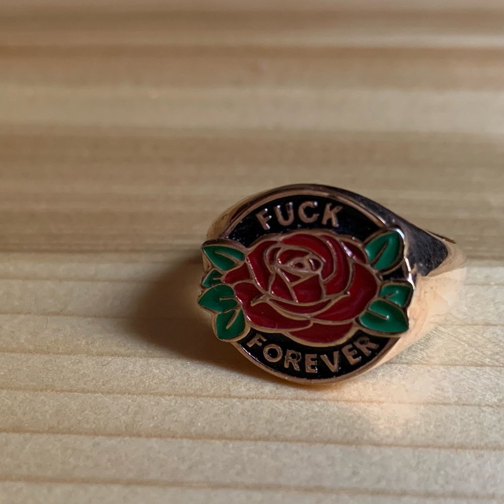 Red Rose F Forever Ring